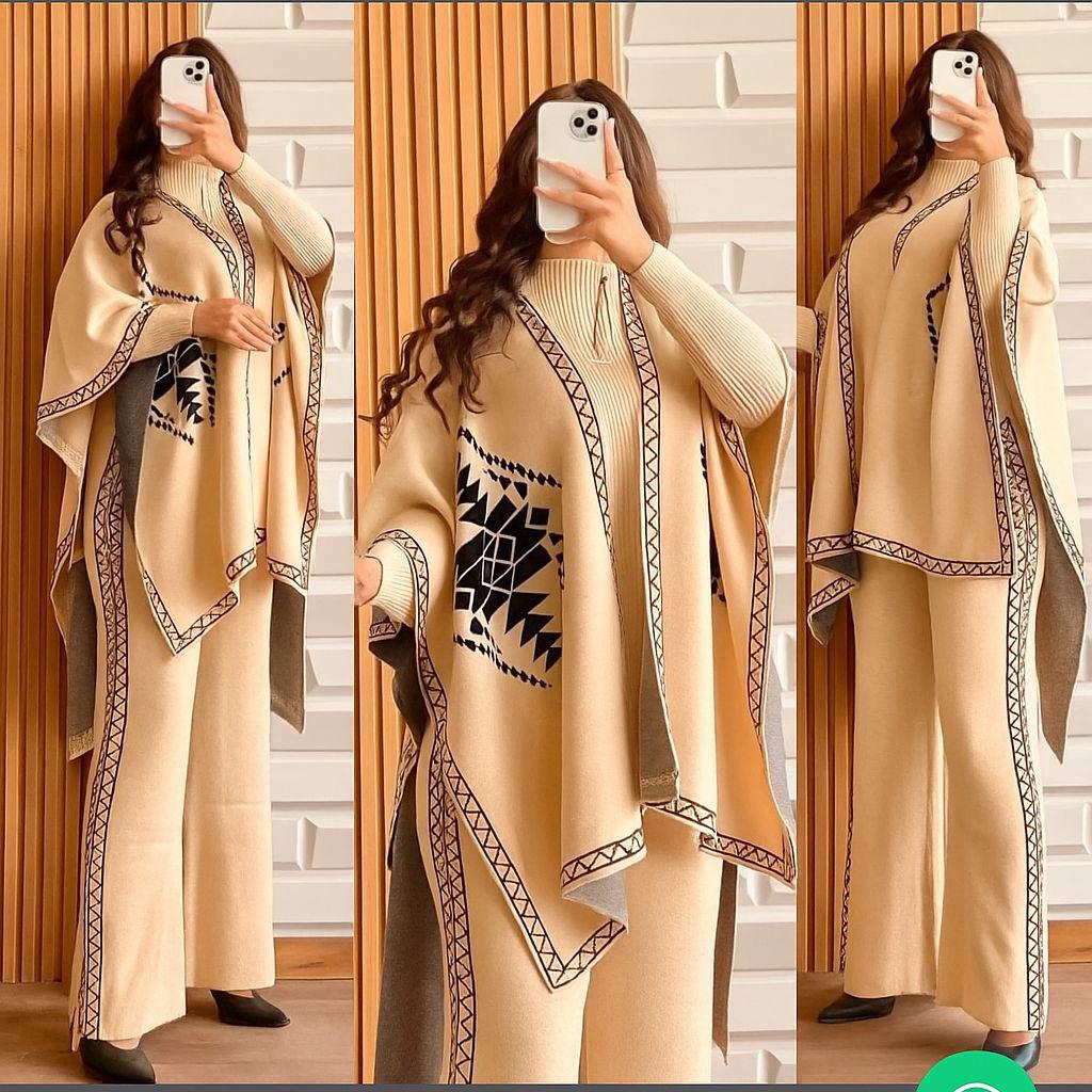 Ready to Wear CozyCharm 3PC-Set ( CAPE SHAWL HIGH NECK & TROUSER )